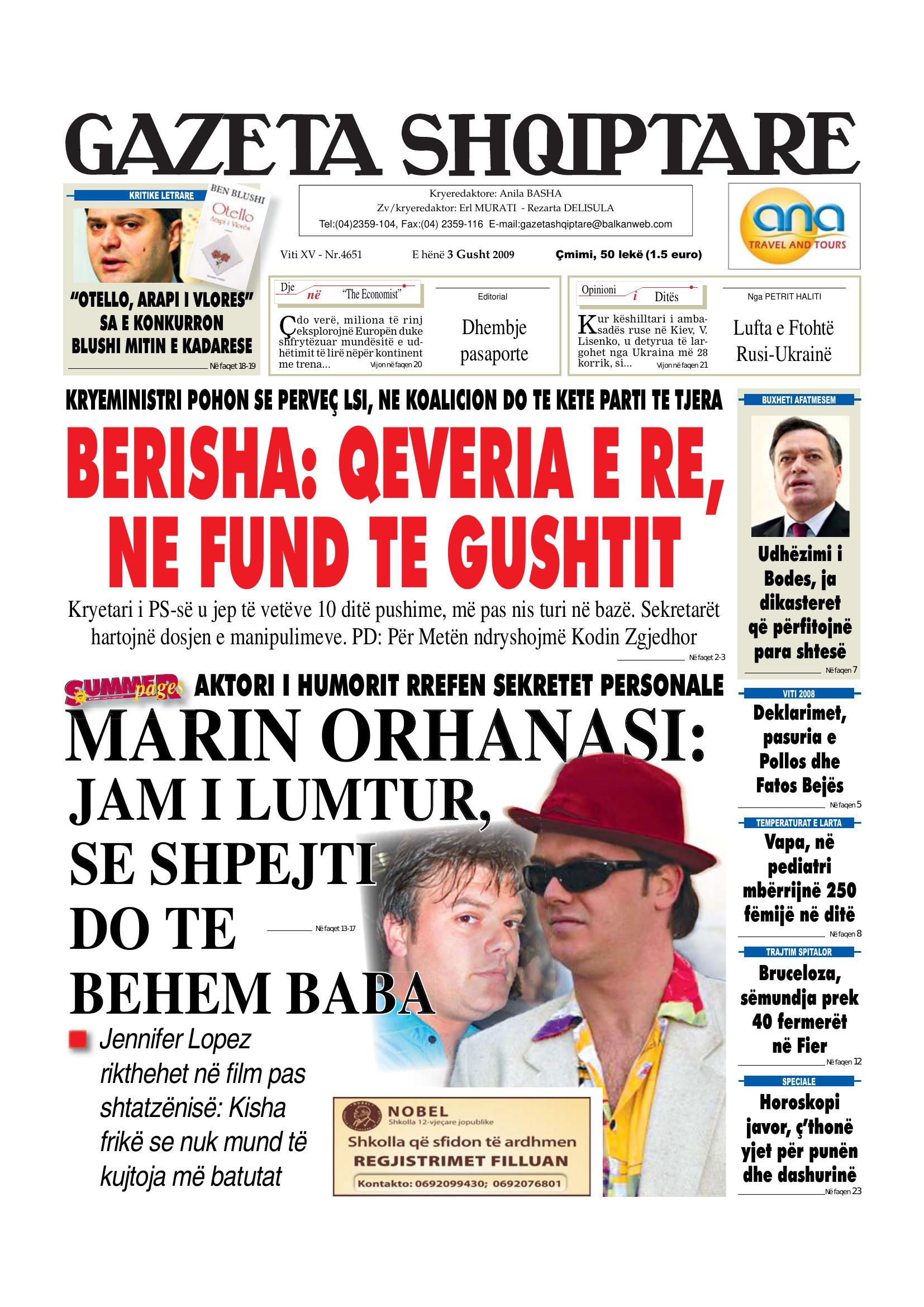 Gazeta Shqiptare 2009-08-03